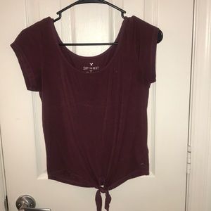 burgundy tie t shirt